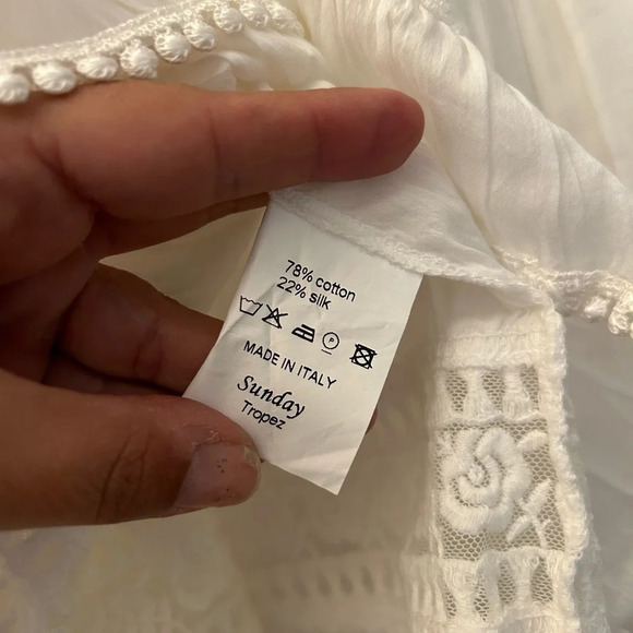 . SUNDAY ST. TROPEZ embroidered skirt in white sz M - Picture 6 of 9